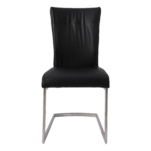 Dining Chair with Black Polyurethane Seat and Stainless Steel leg (Set of 2)