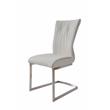 Dining Chair with Polyurethane Seat and Stainless Steel leg in White (Set of 2)