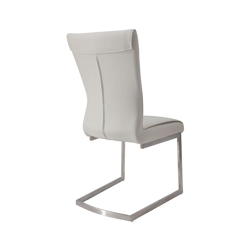 Dining Chair with Polyurethane Seat and Stainless Steel leg in White (Set of 2)