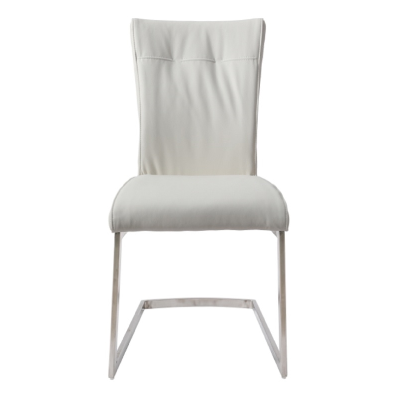 Dining Chair with Polyurethane Seat and Stainless Steel leg in White (Set of 2)