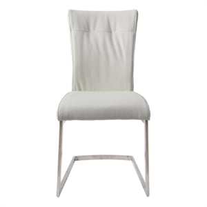 Dining Chair with Polyurethane Seat and Stainless Steel leg in White (Set of 2)
