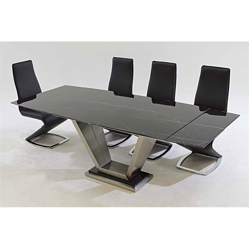 High Back Black Polyurethane Chair with Chrome Base (Set of 2)