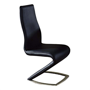 High Back Black Polyurethane Chair with Chrome Base (Set of 2)