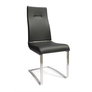 black dining chair with brushed stainless steel set of 2