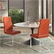 Orange Dining Chair with Brushed Stainless Steel Set of 2
