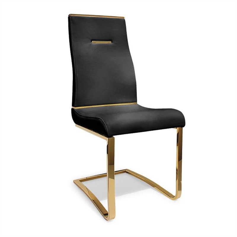 Dining Chair with White Polyurethane seat and Gold Base (Set of 2)