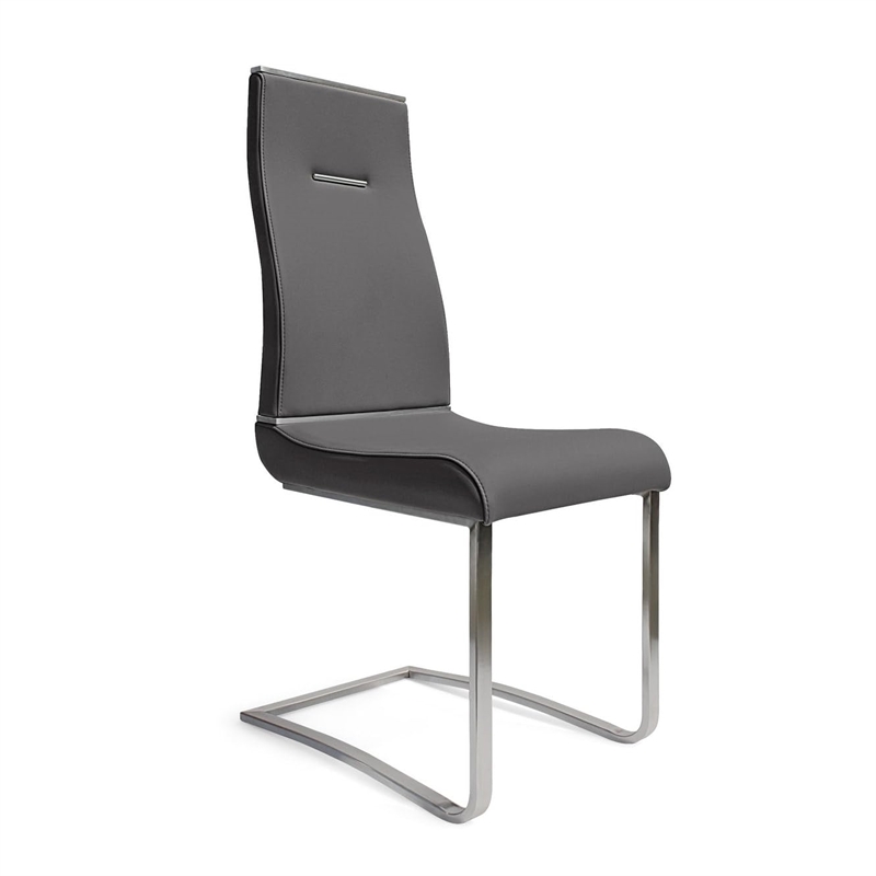 Dining Chair White Polyurethane Seat with Stainless Steel Base (Set of 2)