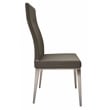 Dark Gray Polyurethane Dining Chair with Brushed Stainless Steel (Set of 4)