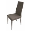 Dark Gray Polyurethane Dining Chair with Brushed Stainless Steel (Set of 4)