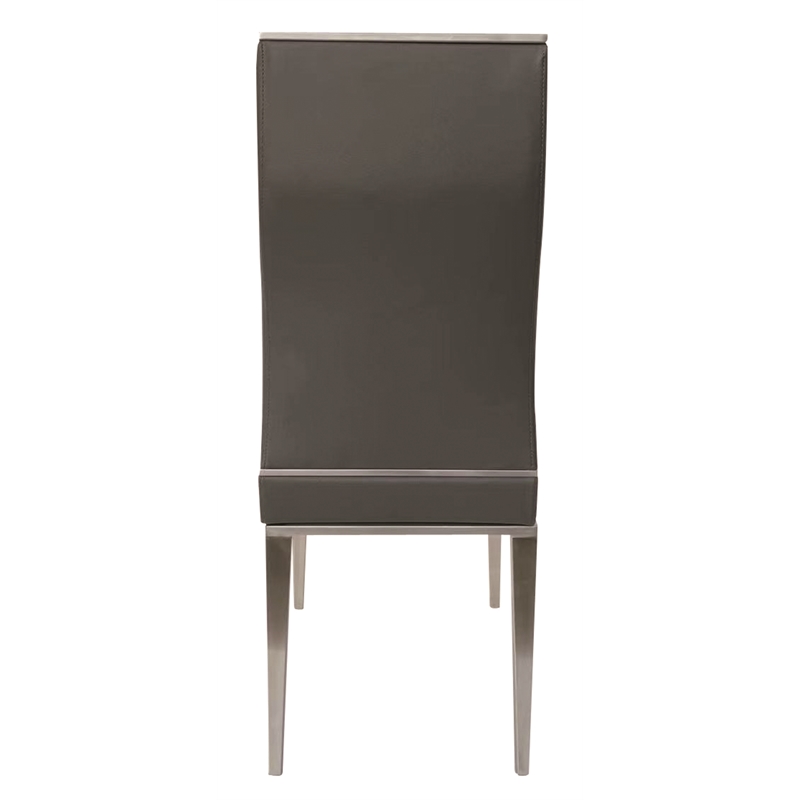 Dark Gray Polyurethane Dining Chair with Brushed Stainless Steel (Set of 4)