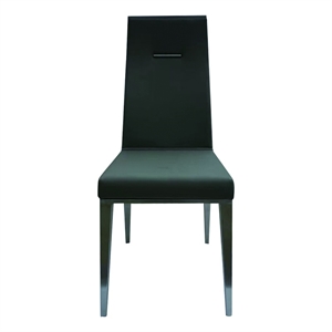 Dark Gray Polyurethane Dining Chair with Brushed Stainless Steel (Set of 4)