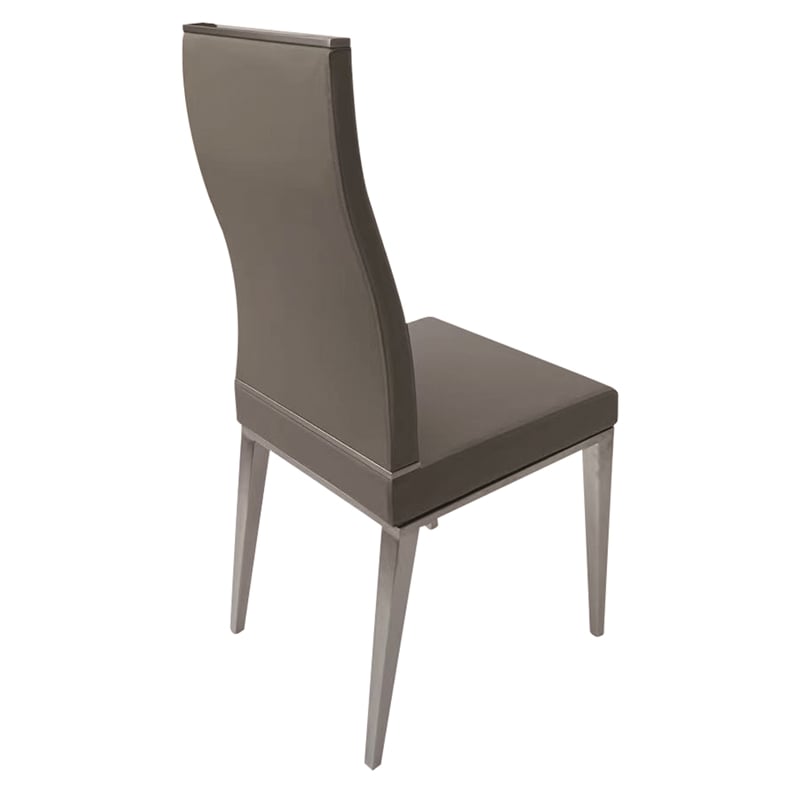 Light Gray Polyurethane Dining Chair with Brushed Stainless Steel (Set of 4)