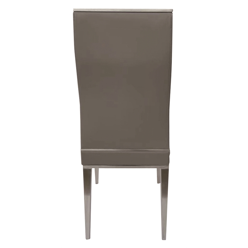Light Gray Polyurethane Dining Chair with Brushed Stainless Steel (Set of 4)