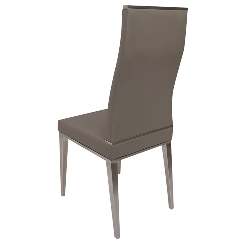 Light Gray Polyurethane Dining Chair with Brushed Stainless Steel (Set of 4)