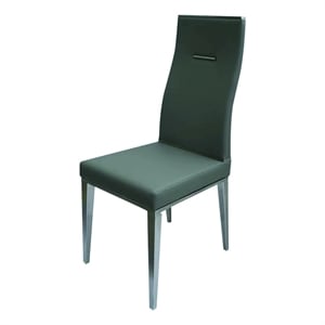 Light Gray Polyurethane Dining Chair with Brushed Stainless Steel (Set of 4)