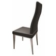 Black Polyurethane Dining Chair with Brushed Stainless Steel (Set of 4)
