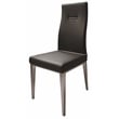Black Polyurethane Dining Chair with Brushed Stainless Steel (Set of 4)