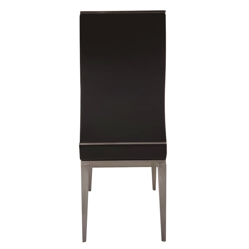 Black Polyurethane Dining Chair with Brushed Stainless Steel (Set of 4)