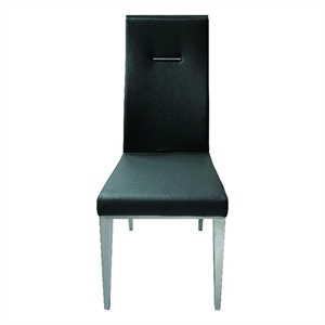 Black Polyurethane Dining Chair with Brushed Stainless Steel (Set of 4)