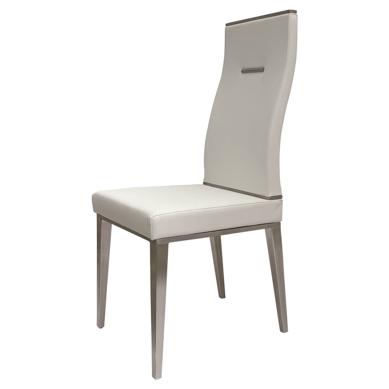 White Polyurethane Dining Chair with Brushed Stainless Steel (Set of 4)