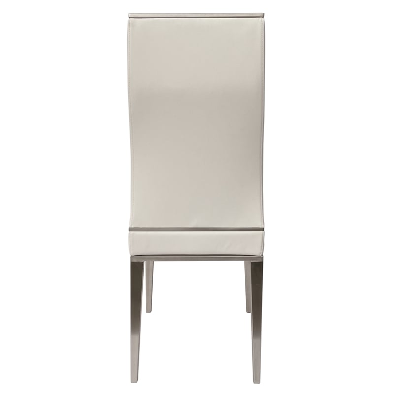 White Polyurethane Dining Chair with Brushed Stainless Steel (Set of 4)