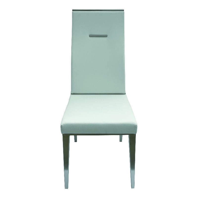 White Polyurethane Dining Chair with Brushed Stainless Steel (Set of 4)