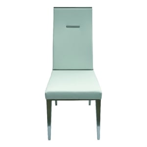 White Polyurethane Dining Chair with Brushed Stainless Steel (Set of 4)