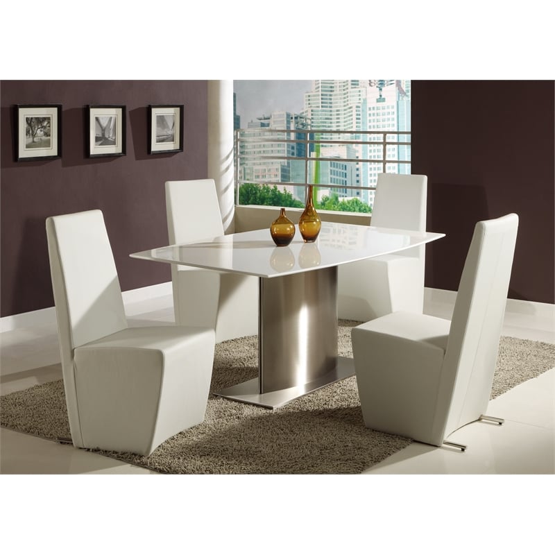 Dining Chair with White Polyurethane Seat (Set of 2)