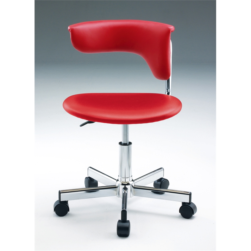 Polyurethane PVC Office Chair Red Adjustable Height 26