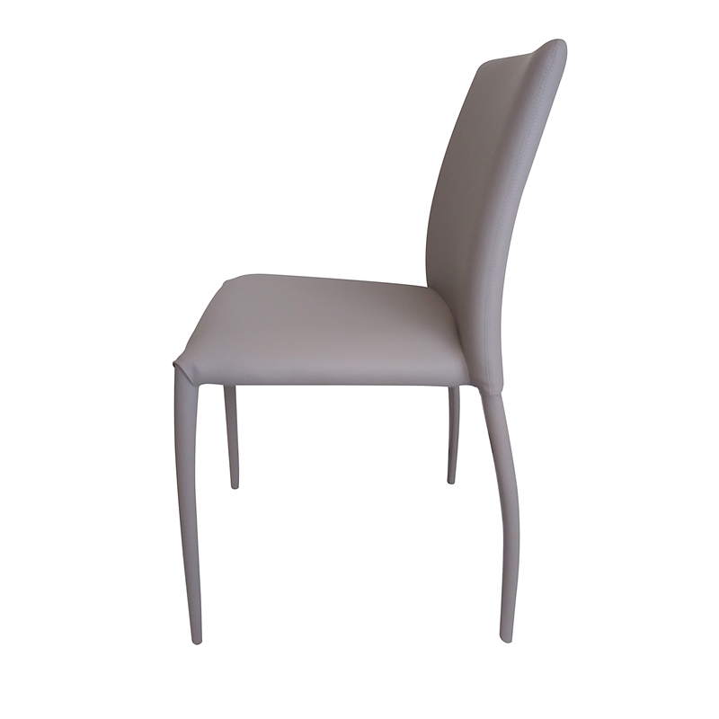 Dining Chair with Polyurethane Seat and Legs Stackable Light Gray Set of 4