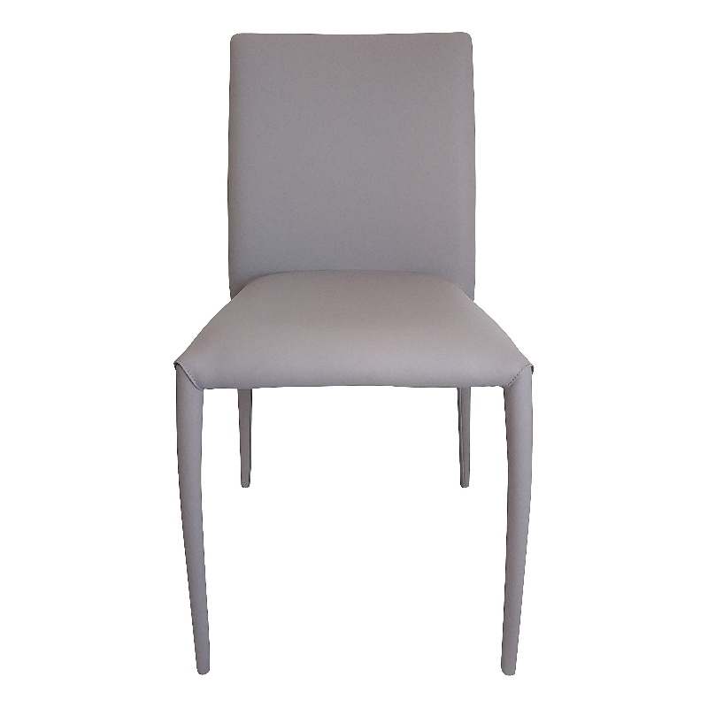 Dining Chair with Polyurethane Seat and Legs Stackable Light Gray Set of 4