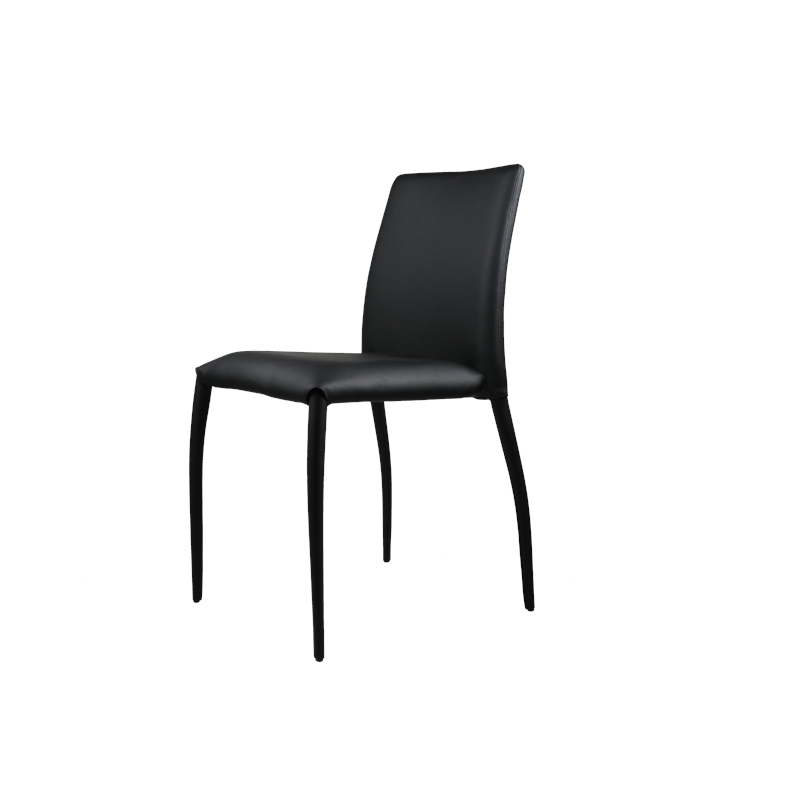 Dining Chair with Polyurethane Seat and Legs Stackable Black Set of 4