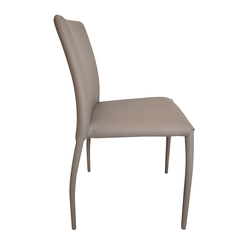 Dining Chair with Polyurethane Seat and Legs Stackable Taupe/Gray Set of 4