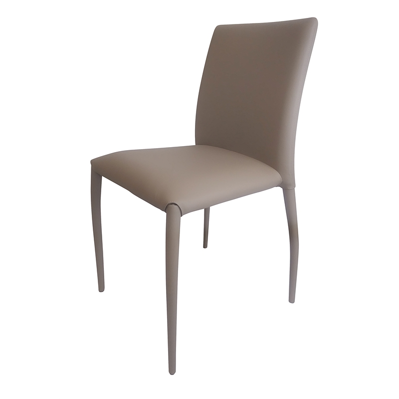 Dining Chair with Polyurethane Seat and Legs Stackable Taupe/Gray Set of 4
