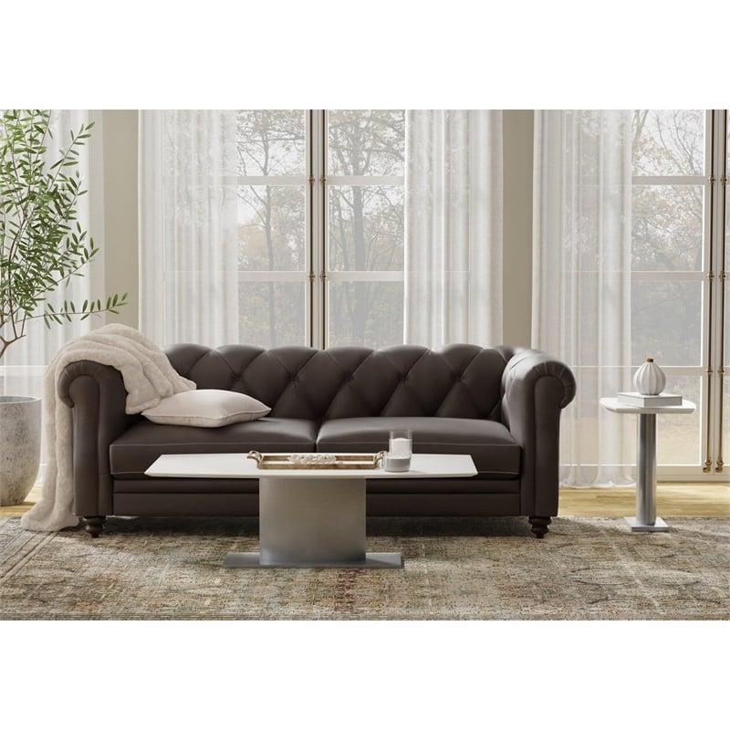 Coffee Table with White Marble TOP and Stainless Steel Base