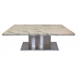 Coffee Table with White and Gray Marble TOP and Stainless Steel Base