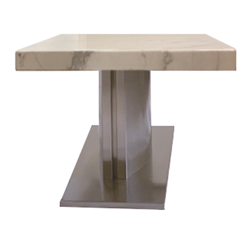 Coffee Table with White and Gray Marble TOP and Stainless Steel Base