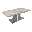 Coffee Table with White and Gray Marble TOP and Stainless Steel Base