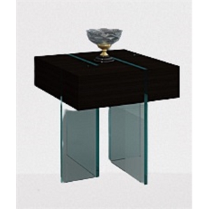 Wenge Espresso Finish Wood End Table with 19 mm Tampered Glass Base 22&quot x 22