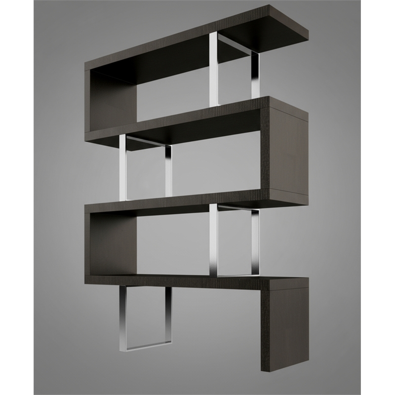 Contemporary Wood Lacquer Display Shelf Wenge Espresso
