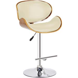 Walnut Wood Bar Stool with Ivory Polyurethane CUSHION
