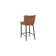 Upholstered Stool with Tufted Polyurethane Seat in Cognac Brown (Set of 2)