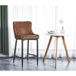 Upholstered Stool with Tufted Polyurethane Seat in Cognac Brown (Set of 2)