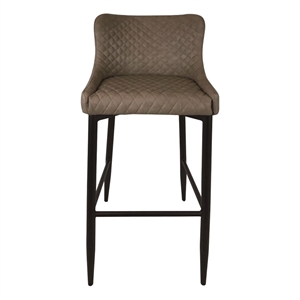 Contemporary Upholstered Bar Stool with Gray Polyurethane Tufted Seat Set of 2