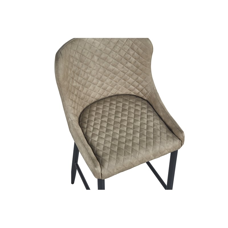 Contemporary Upholstered Bar Stool with Tufted Seat Light Gray Set of 2