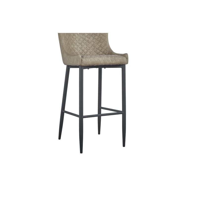 Contemporary Upholstered Bar Stool with Tufted Seat Light Gray Set of 2
