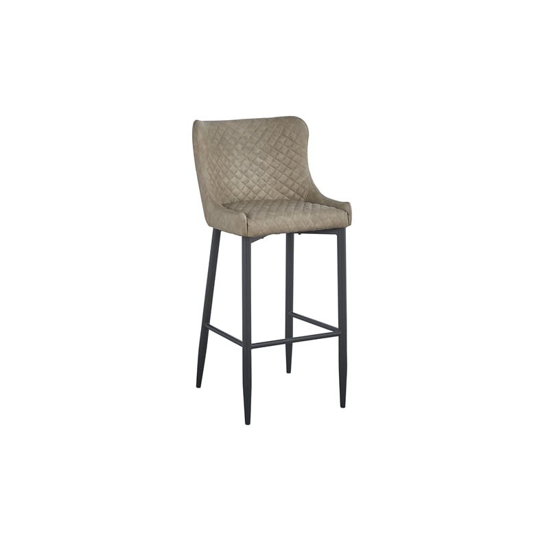 Contemporary Upholstered Bar Stool with Tufted Seat Light Gray Set of 2