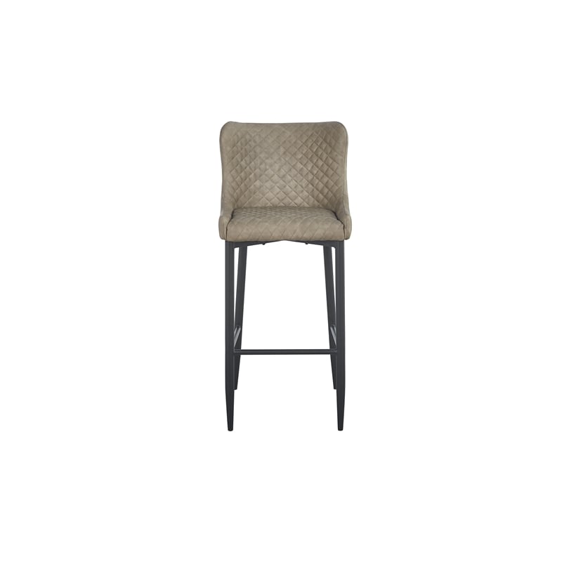 Contemporary Upholstered Bar Stool with Tufted Seat Light Gray Set of 2
