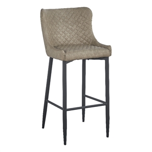 Contemporary Upholstered Bar Stool with Tufted Seat Light Gray Set of 2