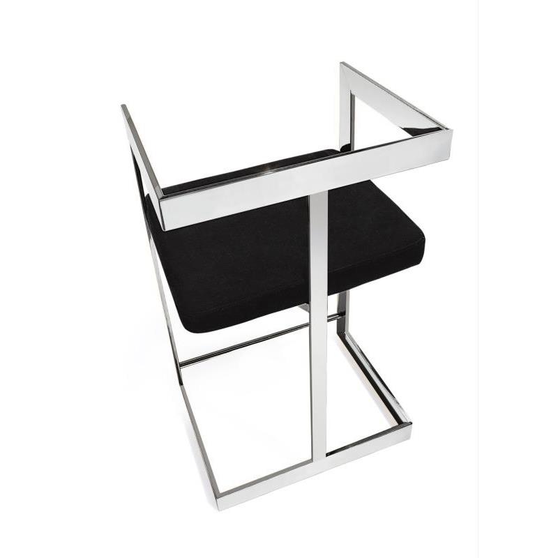 Bar Stool with Black Velvet cushion and Stainless Steel Base